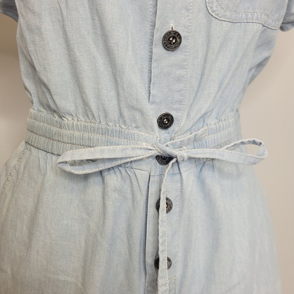 VINTAGE 90s romper LizWear blue chambray button up‎ playsuit XS/S - Picture 8 of 15